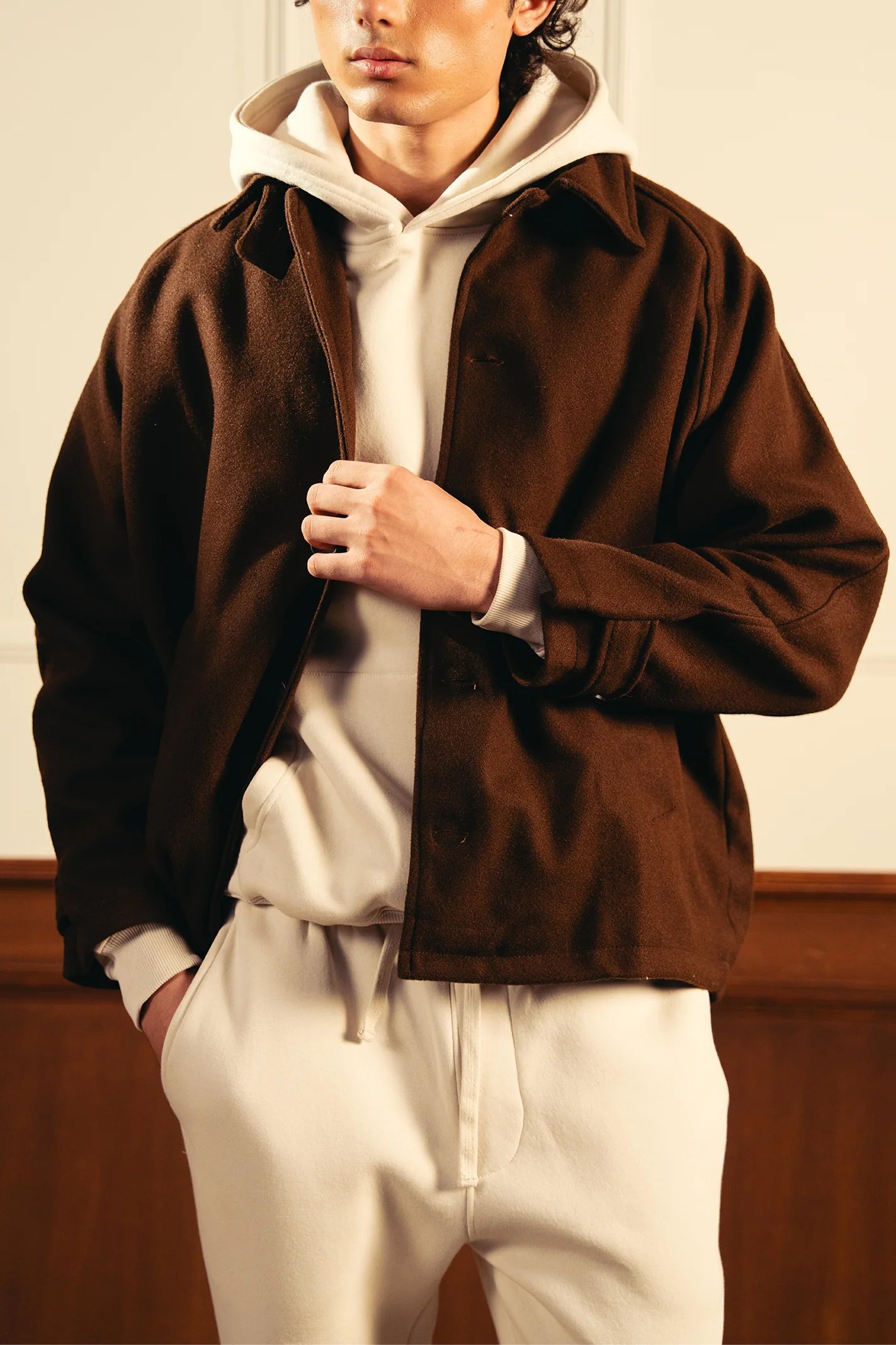 Wool Short Coat – Brown